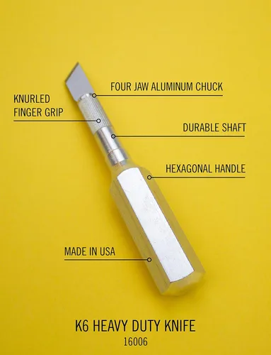 Vista 6 de Excel Blades K6 - Cuchillo de precisión resistente – Mango de metal hexagonal con hoja en ángulo #19 – Cuchillo artesanal de fácil cambio