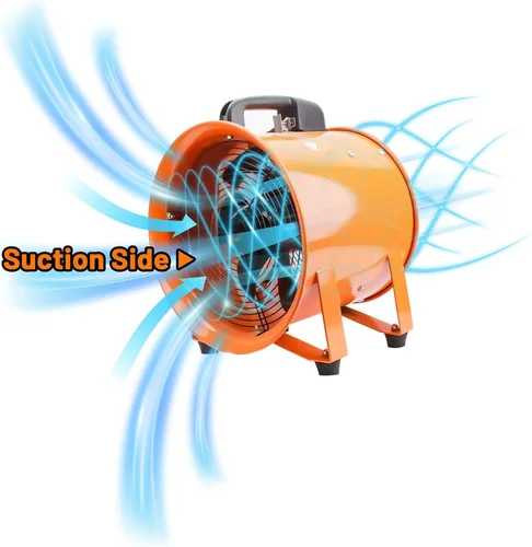 Vista 7 de Ventilador portátil de alta velocidad de 10 pulgadas, ventilador de escape industrial con manguera de conducto flexible de 16.4 pies, ventilador