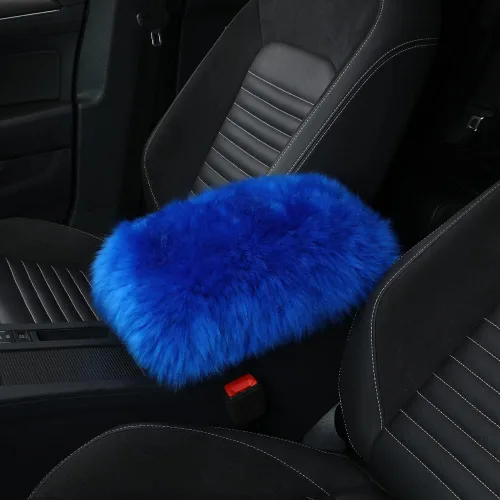 Vista 10 de IRIWOOL - Funda de reposabrazos de piel de oveja, cubierta de reposabrazos de auto, cojín suave de consola para coche, cubierta de consola central