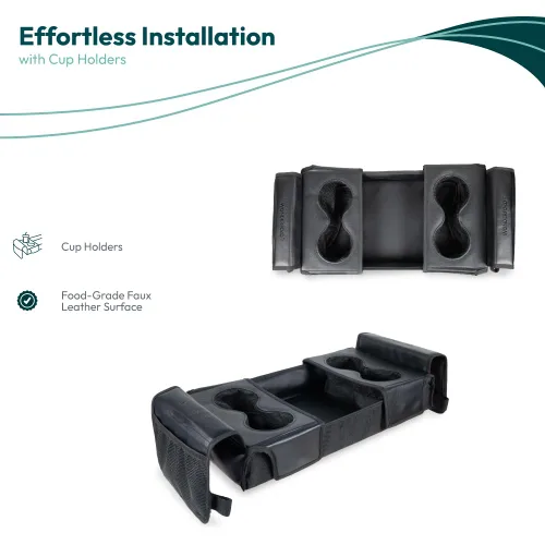 Vista 5 de WONDERFOLD Bandeja de aperitivos de la serie X para cochecito X2 con portavasos abatibles para maximizar el espacio, fácil de instalar