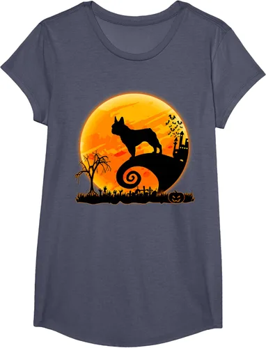 Vista 14 de Camiseta divertida de disfraz de Halloween para perro y luna de Bulldog francés, Negro, S