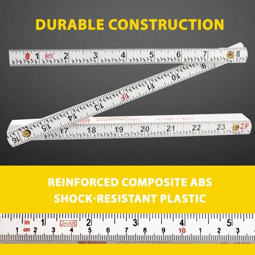 Vista 4 de Regla plegable de carpintero de Perfect Measuring Tape Co. FR-72, construcción ligera de compuesto (regla plegable de yarda) con fracciones