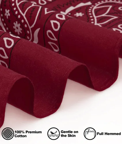 Vista 3 de Bycc Bynn Paquete de 3 bandanas cuadradas de algodón puro con patrón de cachemira