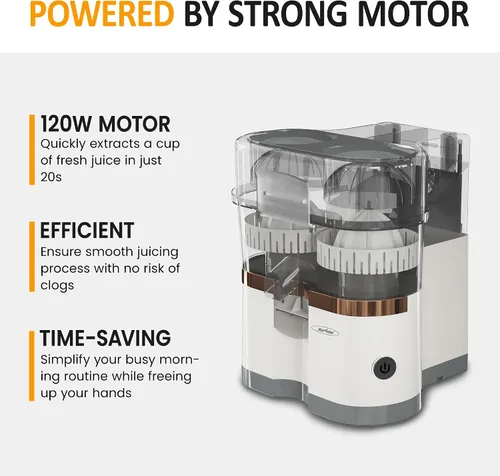 Vista 2 de Dual-Head Electric Citrus Juicer, Electric Orange Juicer Machine with Built-in Cutter & Cleaning Brush, Portable Lemon Squeezer One Button Easy to
