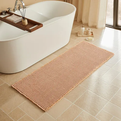 Vista 56 de Triohero Tapete de baño con diseño de gofre, tapete de baño pequeño y bohemio, antideslizante, lavable, ultra suave, súper absorbente, de secado