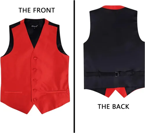 Vista 4 de Alizeal Conjunto clásico de corbatín, corbata y chaleco de traje para niños