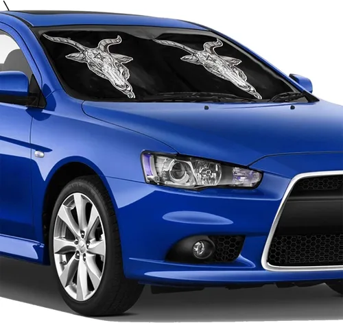 Vista 5 de Baphomet - Parasol plegable para parabrisas de automóvil, diseño de cabra Satán, para camioneta, remolque