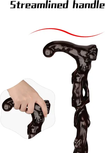 Vista 4 de Bastón de madera para caminar, muleta de moda para hombres y mujeres, bastón de madera con mango tallado, exquisitos bastones para tallar como