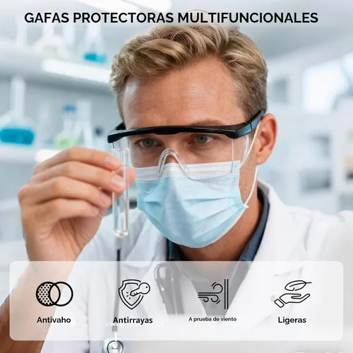 Vista 3 de Lentes de seguridad para gafas de protección y protección contra salpicadura de escombros tipo googles para laboratorio de trabajo