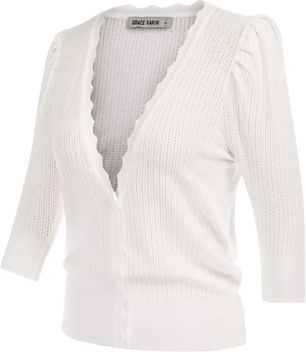 Vista 5 de GRACE KARIN - Suéter recortado para mujer, cárdigan de punto para vestidos, con botones, ligero, suave