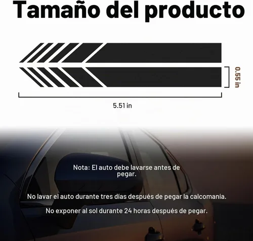 Vista 2 de Augeny 2 piezas de adhesivos para espejo retrovisor de coche, tiras de espejo retrovisor lateral de vinilo impermeables para auto, adhesivo
