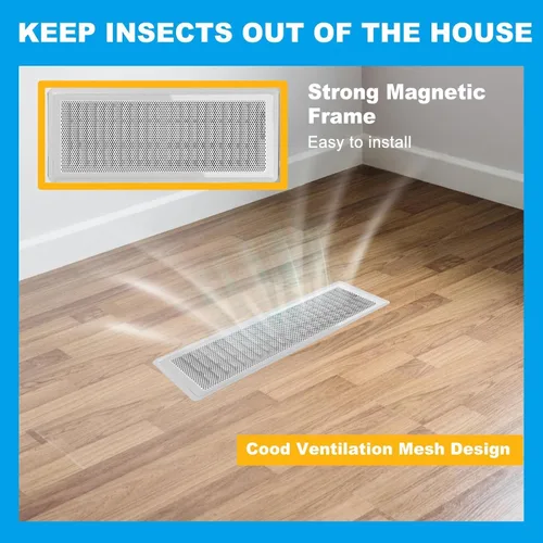Vista 6 de 4 fundas magnéticas de ventilación blancas, cubiertas magnéticas de ventilación de 4 x 10 pulgadas con pantalla de malla para registros
