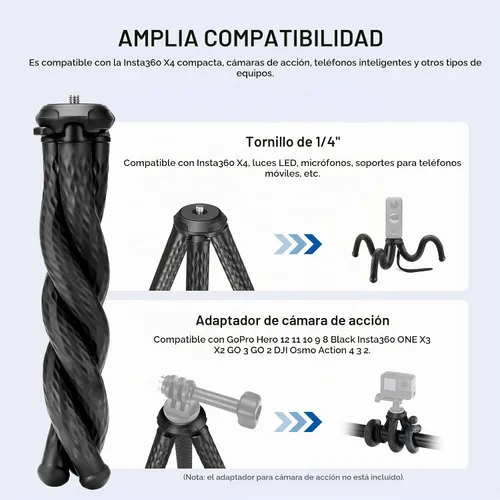 Vista 4 de NEEWER Trípode magnético flexible para teléfono compatible con Magsafe iPhone 15 Pro Max 14 Series Android, Mini Vlog Soporte de trípode