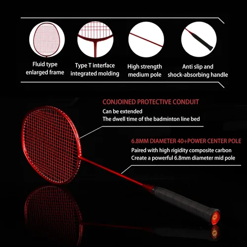 Vista 3 de Raquetas de bádminton, juego de raquetas de bádminton, ofensivas y defensivas, raqueta de entrenamiento profesional ultraligera de carbono compuesto