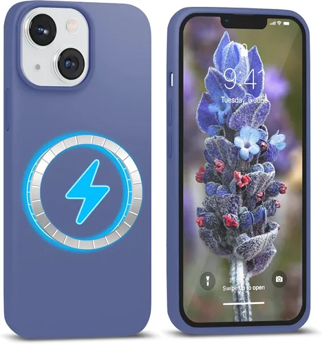 Vista 13 de IceSword Funda magnética para iPhone 14, funda de silicona Berry [carga rápida] imanes fuertes, forro de microfibra delgado, rosa intenso dulce