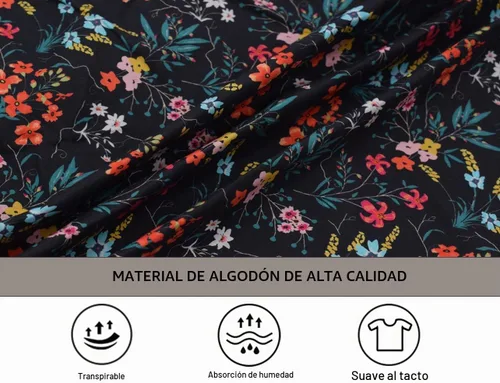 Vista 5 de Nanxson Delantal de cobbler para mujer, bata de algodón con 2 bolsillos de parche, delantal impreso con botones para el trabajo, cocina de chef