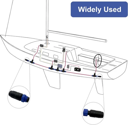 Vista 4 de NMEA 2000 Terminadores Par Macho/Hembra Kit para Lowrance Simrad B&G Navico y Garmin Networks, terminador macho/hembra de grado marino con rosca M12