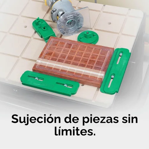 Vista 4 de MICROJIG Kit de sujeción CNC MatchFit, Abrazaderas de sujeción para carpintería, CN-P1234K11, Juego de 11 piezas, Verde