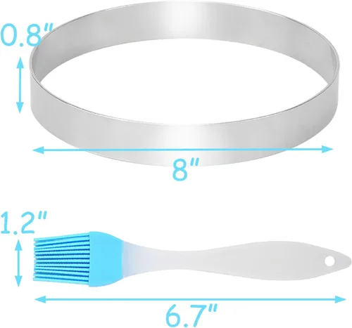 Vista 6 de 2 piezas de 8 pulgadas para panqueques, anillo de tortilla, molde de anillo de huevo para asar huevos grandes de acero inoxidable para panqueques
