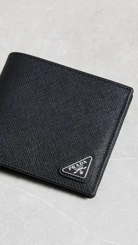 Vista 4 de Prada Cartera Billfold Saffiano negra pre-amada para mujer, Negro