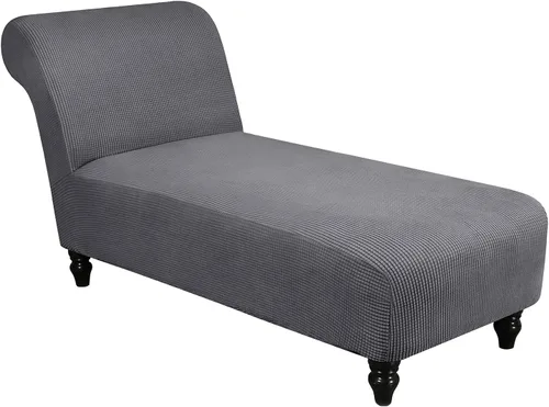 Vista 9 de Funda elástica para tumbona sin brazos, funda de alta elasticidad para sofá reclinable para muebles de mascotas, fundas para diván ultra suave Negro