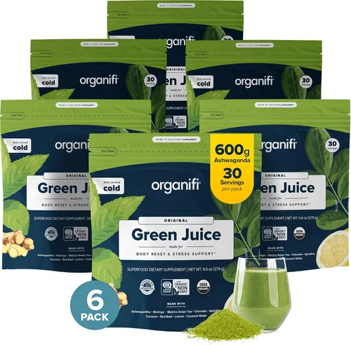 Vista 8 de Suplemento para comidas Green Juice (9,5 oz) 30 días de suministro, por Organifi Polvo ecológico vegano por Organifi, 1