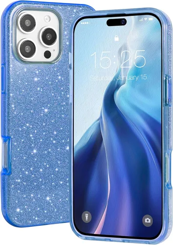 Vista 9 de MILPROX Funda compatible con iPhone 13 (2021), carcasa de gel de goma brillante con purpurina de 3 capas a prueba de golpes para iPhone 13 de 6.1