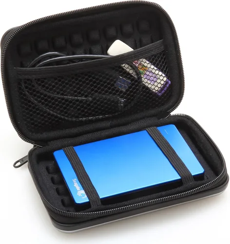 Vista 7 de Anti-Shock Silver Aluminio Carry Travel Funda protectora de almacenamiento para disco duro externo portátil de 2.5 pulgadas HDD USB 2.0/3.0 (negro)