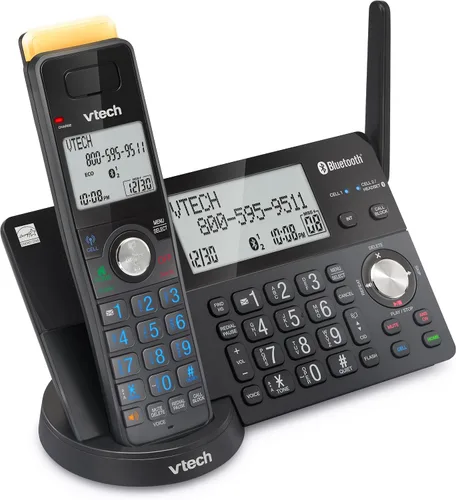 Vista 11 de VTech IS8128-11 - Teléfono inalámbrico DECT 6.0 de alcance superlargo para el hogar con contestador automático, alcance de hasta 2300 pies, bloqueo