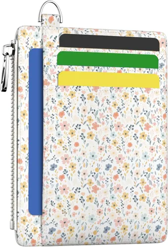 Vista 8 de Hancynir Cartera delgada para mujer con soporte para tarjetas de crédito RFID, pequeña mini funda para tarjetas con bolsillo frontal de PU, cartera