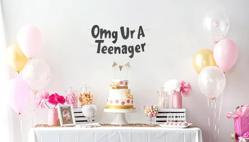 Vista 2 de Cartel OMG con purpurina negra Ur A Teenager pre-encordado, decoraciones de cumpleaños número 13 para niños y niñas, suministros y regalos