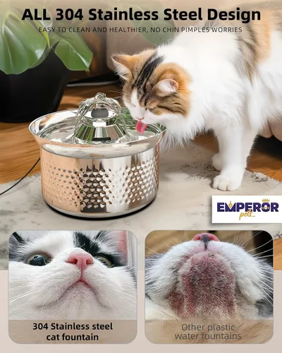 Vista 6 de Bomba de repuesto para fuente de agua para gatos Fuente de agua para gatos de acero inoxidable de 108 oz/3.2 L para gatos en el interior, fuente