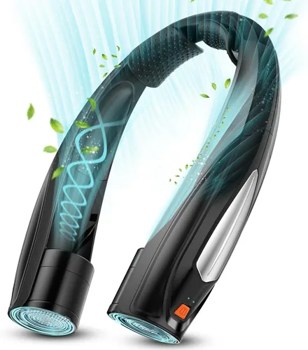 Vista 9 de Hionly Ventilador de cuello AI, ventilador personal portátil ajustable de 6 velocidades, recargable, batería de 6000 mAh de enfriamiento más rápido