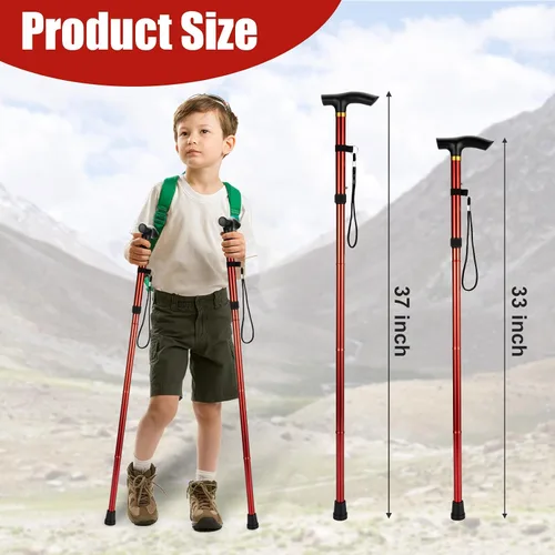 Vista 2 de Bastones de trekking - Bastones de senderismo para niños, telescópicos, plegables, ultraligeros para senderismo
