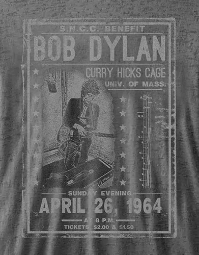 Vista 3 de Bob Dylan T Shirt Curry Hicks Cage Logo oficial para hombre gris carbón Burn Out