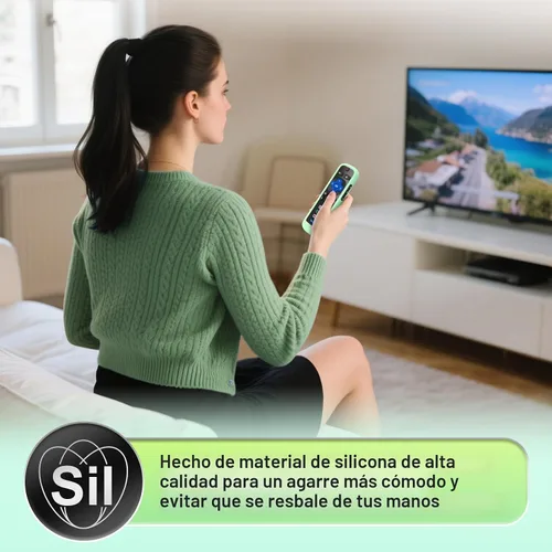 Vista 4 de Funda protectora de silicona para Roku, compatible con todos los controles remotos de TV Roku que brilla en la oscuridad, color azul y verde