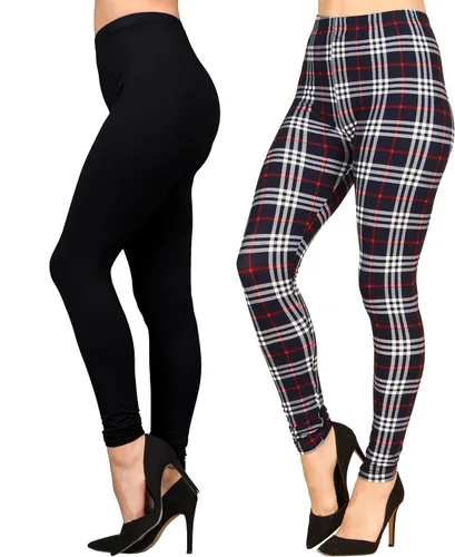 Vista 2 de Lildy Leggings lisos y estampados para mujer, elásticos, no se transparentan