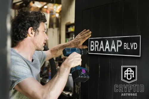 Vista 3 de Braaap Blvd - Letrero de metal de 18 x 4 pulgadas – Letrero de metal de aluminio en relieve vintage – Retro Enduro, todoterreno y carreras