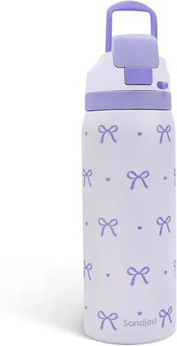 Vista 28 de Botella de agua de acero inoxidable con bandera estadounidense, aislada al vacío, tapa de botón, 32 onzas, regalos para patriota 4 de julio