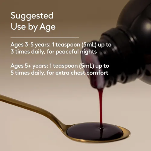 Vista 6 de Jarabe Herbal Nocturno para el Pecho Infantil, Apoyo para el Sueño Nocturno para Aliviar la Garganta y el Pecho, con Corteza de Cereza Silvestre