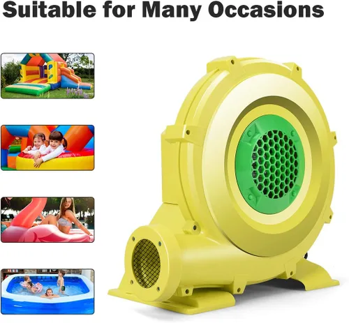 Vista 6 de GOFLAME Soplador de aire para inflables, ventilador eléctrico portátil y potente, soplador de casa de rebote de 1 HP para toboganes de salto