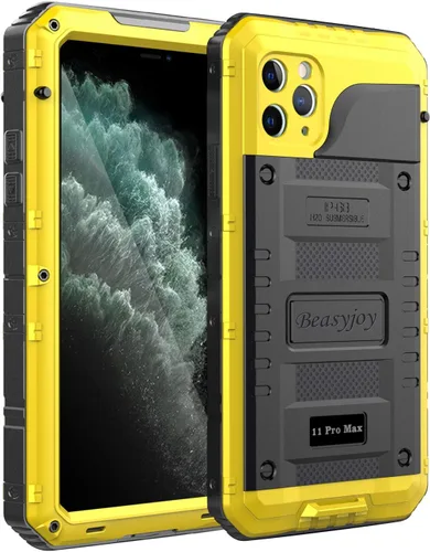 Vista 9 de Beasyjoy Funda impermeable de metal para iPhone 11, resistente, a prueba de golpes, a prueba de polvo, protección resistente, pantalla incorporada