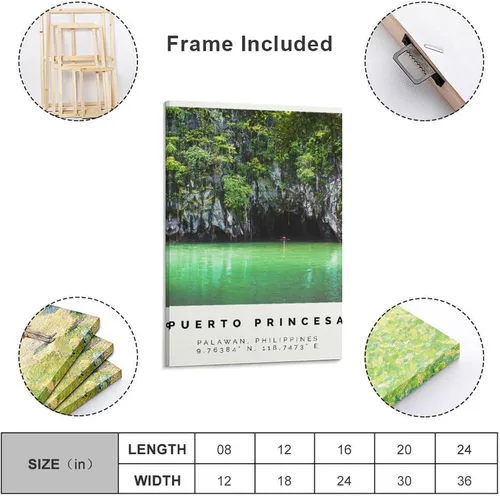 Vista 2 de Póster de Puerto Princesa, impresión colorida, arte de pared de Puerto Princesa, decoración de fotos de Puerto Princesa, póster de arte en lienzo