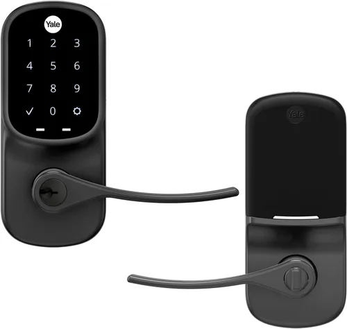 Vista 8 de Yale Assure - Manija electrónica de puerta con pantalla táctil, teclado no conectado de níquel satinado que proporciona entrada sin llave con código