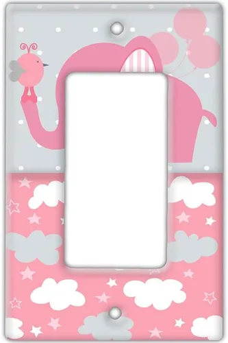 Vista 15 de Decorative Wall Switch Cover Plate - Baby Elephant in Pink Wall Decor Switch Plate - Cute Additional Nursery Room Decor for Girls and Baby Shower