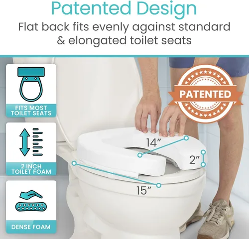 Vista 4 de Vive - Asiento elevador para inodoro con cojín para personas mayores - Ajuste universal - Asiento elevado para inodoro con espuma de alta densidad