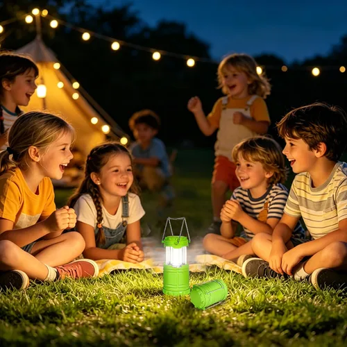 Vista 6 de Paquete de 2 mini linternas LED verdes para acampar
