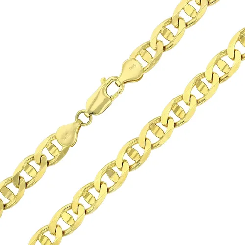 Vista 3 de DECADENCE Cadena de eslabones cóncavos de oro amarillo de 14 quilates maciza de 0.236 a 0.394 pulgadas con cierre de pinza de langosta Cadena