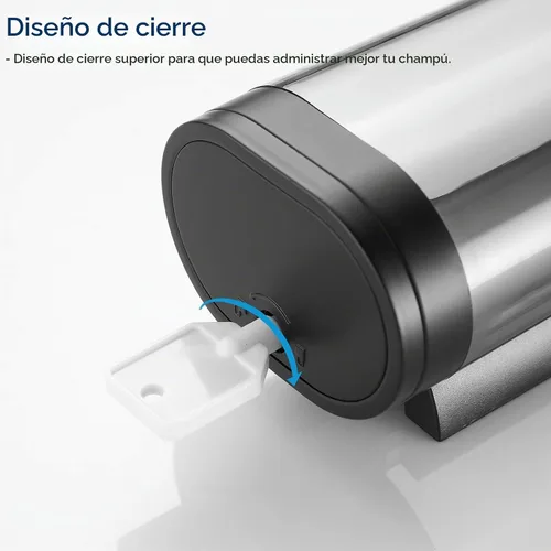 Vista 7 de Pollock dispensador de champú y acondicionador sin taladro, negro 1 cámara