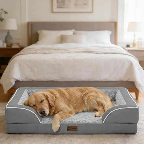 Vista 76 de Camas ortopédicas para perros grandes, cama de espuma viscoelástica impermeable para mascotas grandes con lados 89x56 cm, sofá para perros grandes
